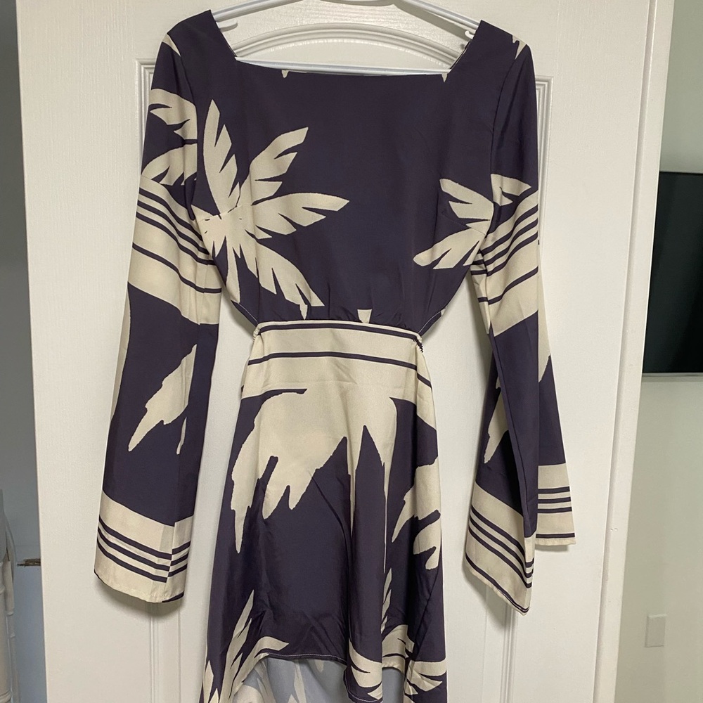 SHEIN Purple and Cream Midi Dress
